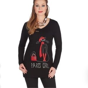Nwt Tricotto knit tunic/sweater fashionable "Cat" Paris Girl long sleeve XS